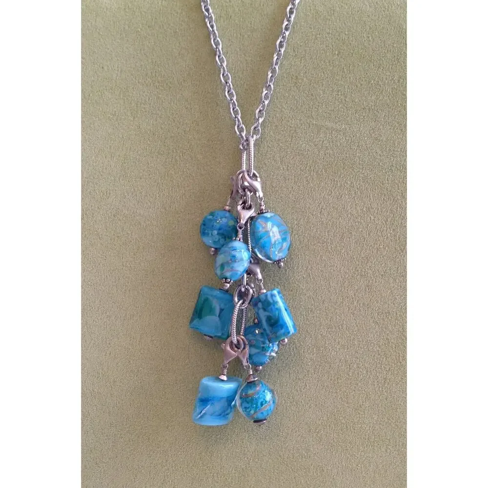 Lela Belle Hand Blown Murano Glass Beads - Set of 10 - Shades of Turquoise B25 - Picture 8 of 12